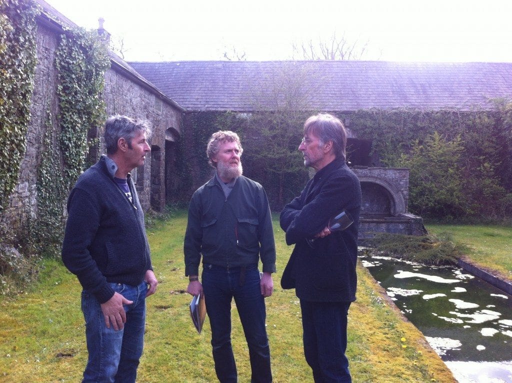 From left to right, Pat Weir, Glen Hansard, and Owen Leech, in the garden of Levington Park